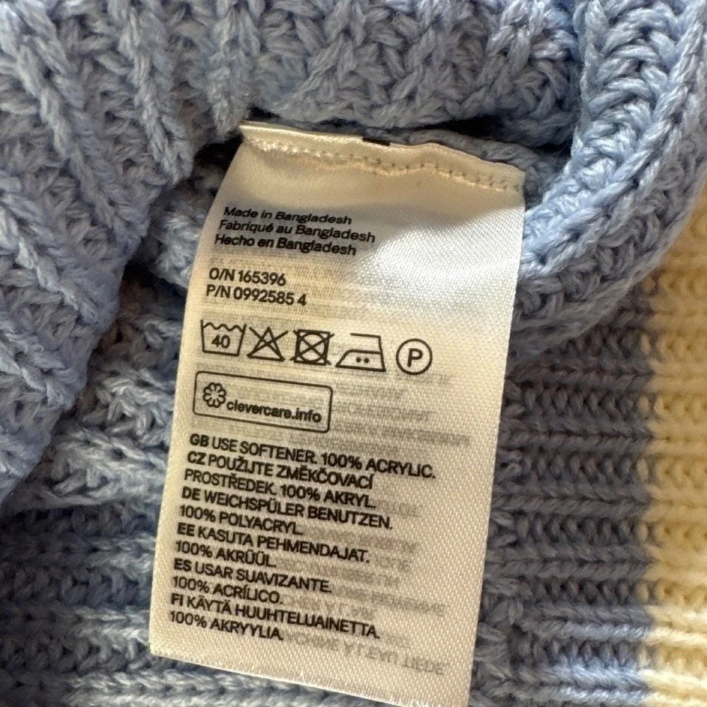 H&M Blue Knit Cropped Sweater Womens‎ Vest V Neck Top Preppy Academia Large NWOT